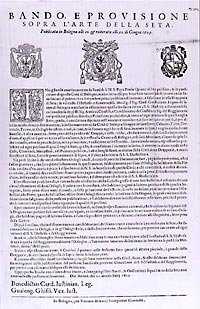 Bando, e provisione sopra l'arte della seta, 1609
