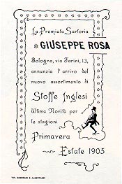 Annuncio della sartoria Giuseppe Rosa, 1905