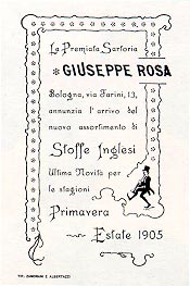 Annuncio della sartoria Giuseppe Rosa, 1905