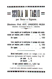 Annuncio della scuola di taglio Umberto Musa